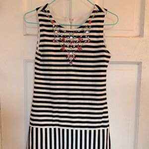 NWT Blush by Us Angels Black and Cream Embellished Sheath Mini Dress in …